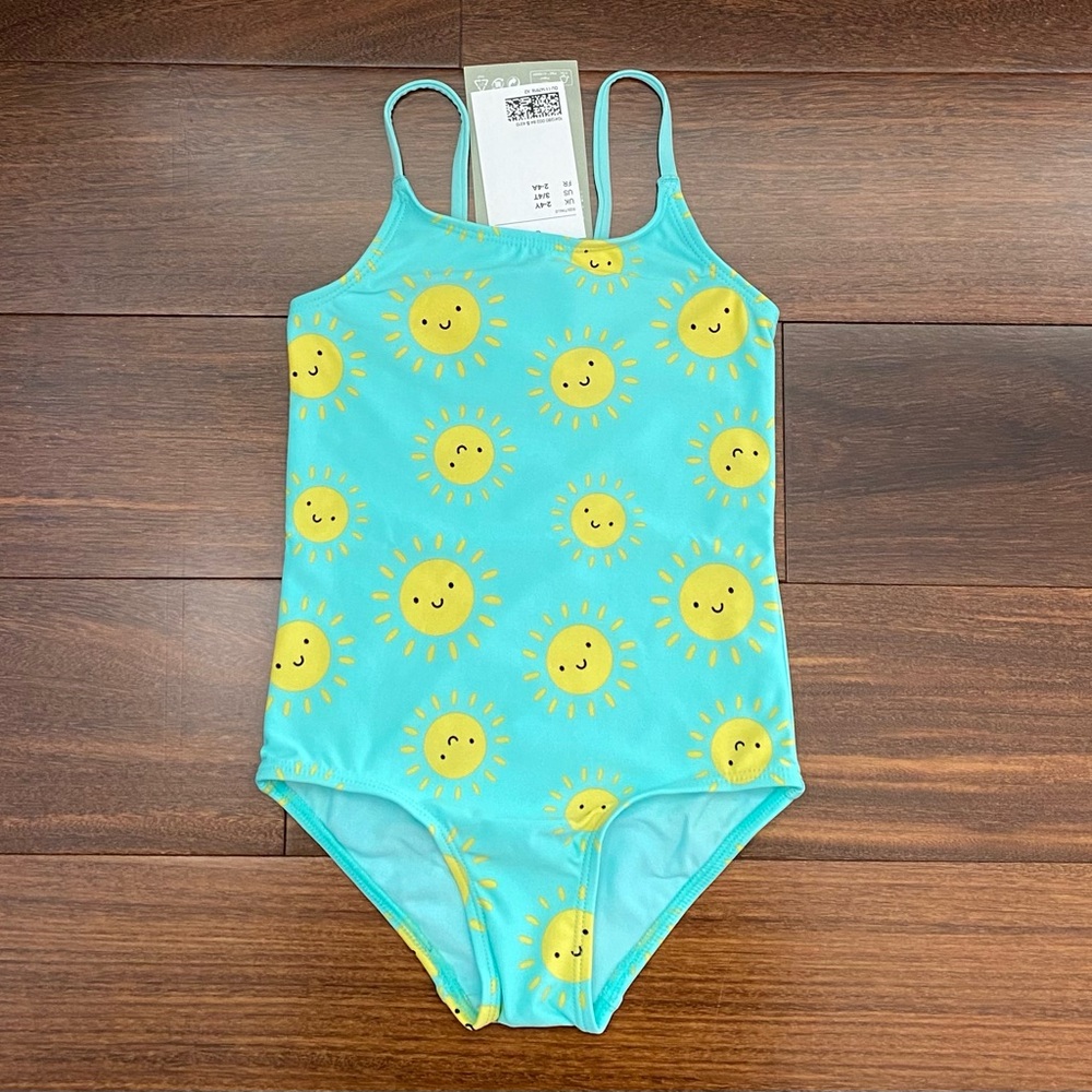 BNWT H&M Kids Turquoise Sunprint One-Piece Swimsuit